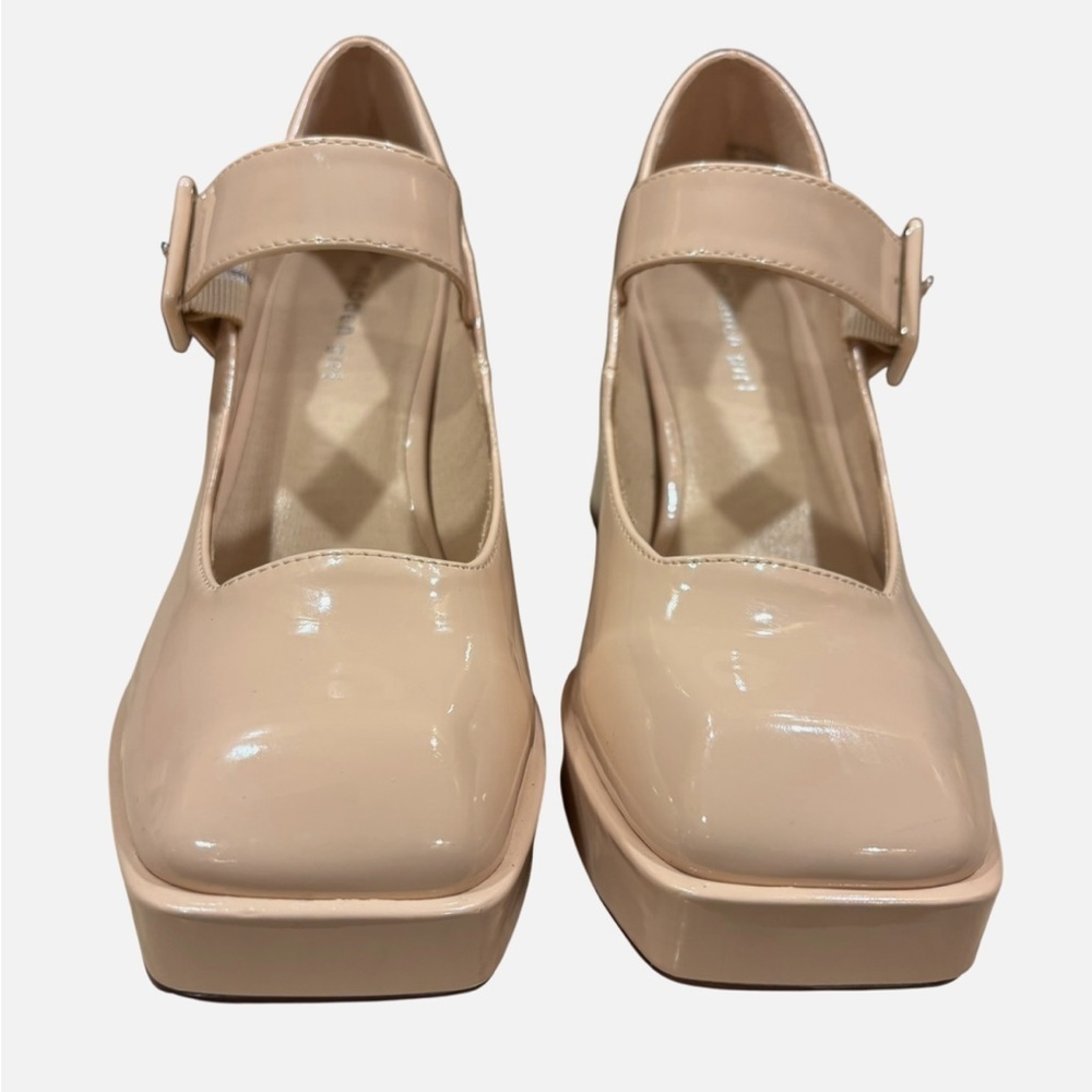 NWOB Mary Jane Chunky Platform Heels Patent Leather Square Toe Ankle Strap 9.5M - Picture 4 of 9